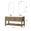Meuble-lavabo double en chêne gris 60 po, profondeur 22 po, comptoir en quartz blanc, robinet 28 po - Décoration de salle de bain 60 po x 22 po, robinet poli