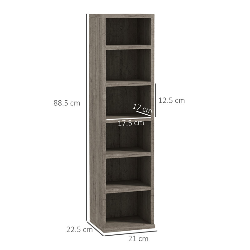 Ermanno 88.5cm H x 21cm W Standard Bookcase, Grey