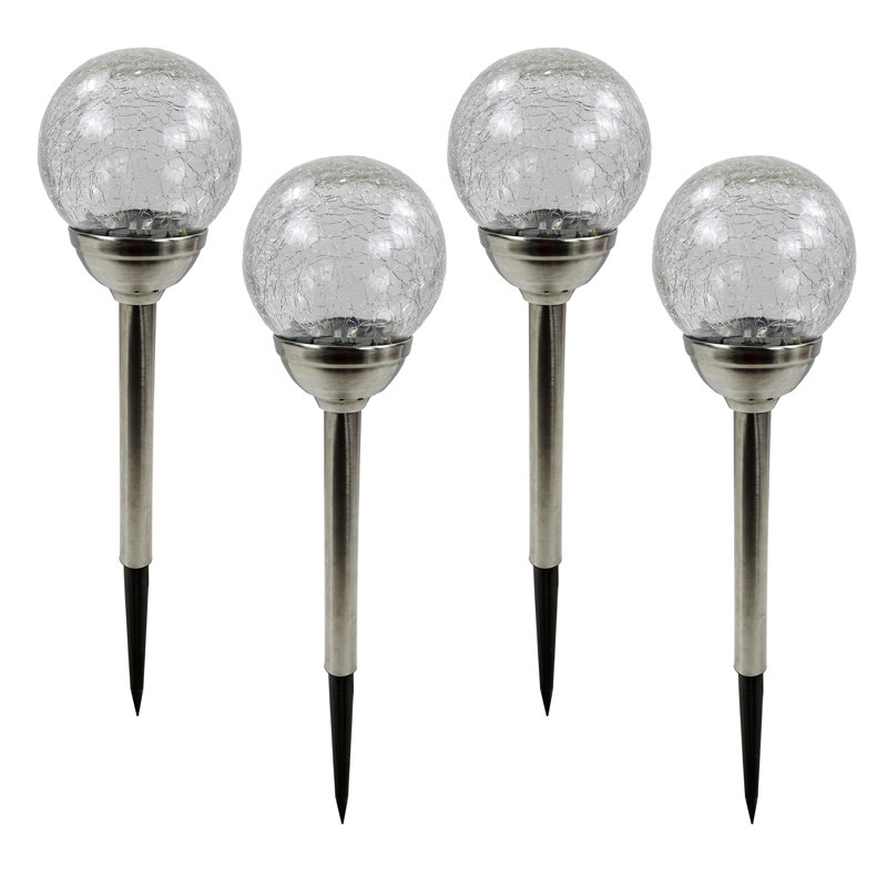 15" Solar Glass Ball Pathway LED Lights Set of 4