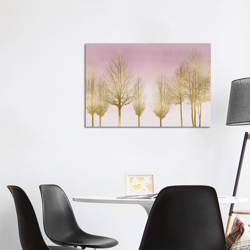 Gold Forest On Pink by Kate Bennett - Wrapped Canvas Painting, 101.6 cm H x 66.04 cm W x 1.91 cm D