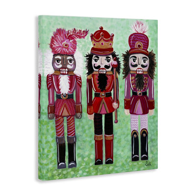 Red Nutcrackers Trio Canvas Wall Art, design by Sarah Waldron Kimball