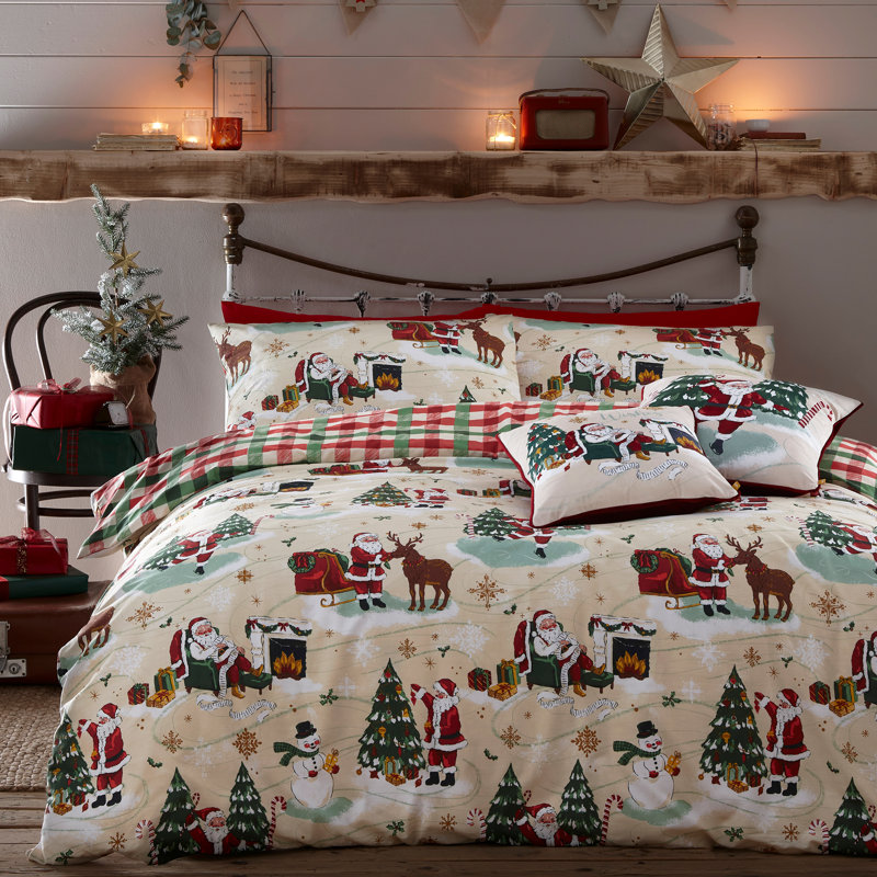 Cotton Blend Plaid Duvet Cover Set with Pillowcases, Single - 1 Pillowcase (50 x 75 cm)