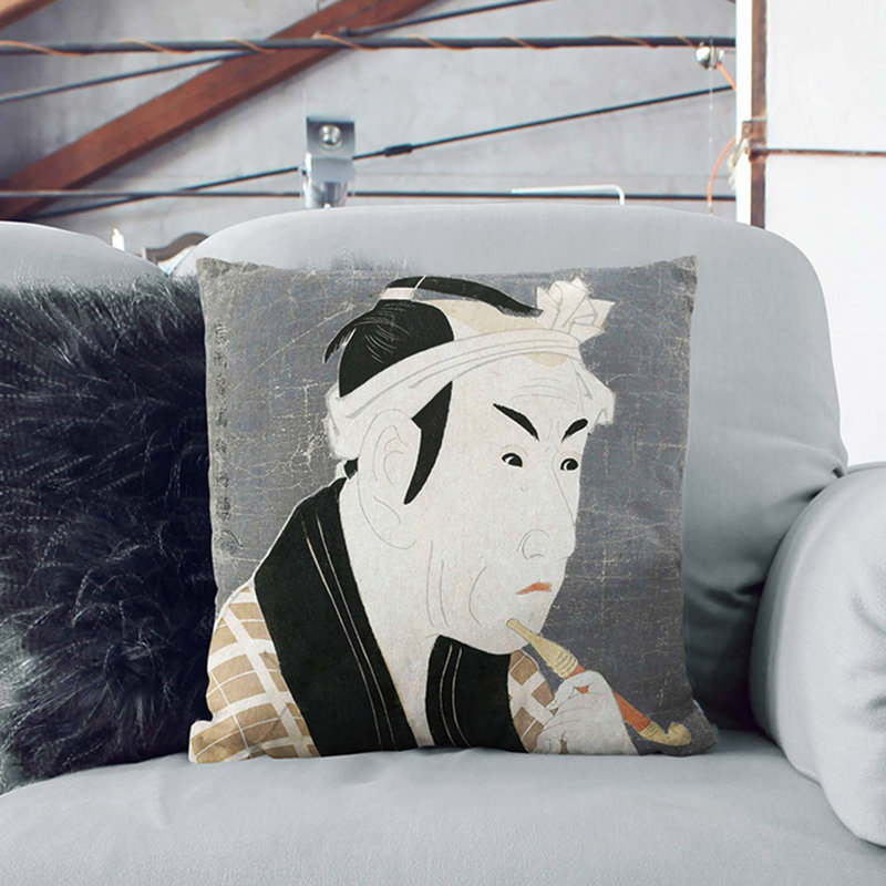 Matsumoto Koshiro by Sharaku Toshusai Cushion with Filling, 55cm H x 55cm W x 20cm D, White