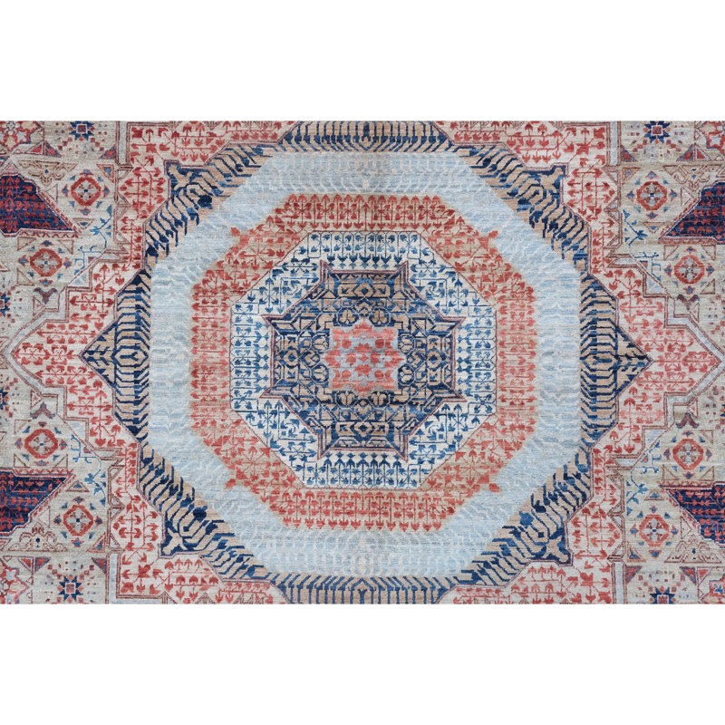 High-Quality Hand-Knotted Camel And Red Area Rug