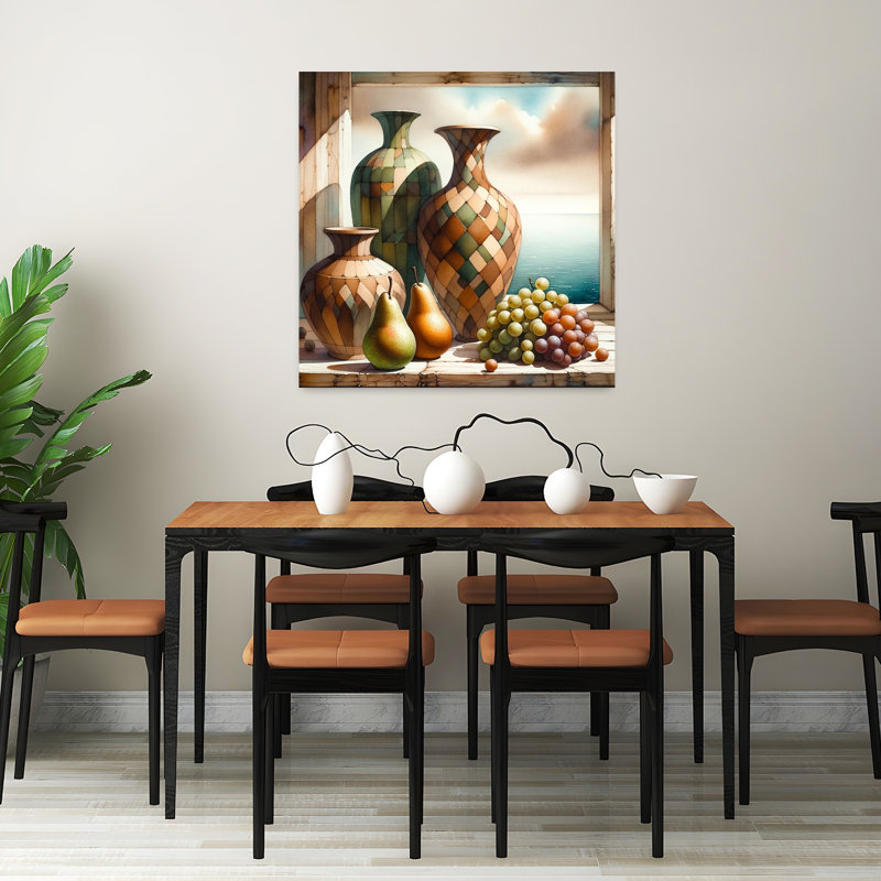 Art contemporain contemporain, paysage de fruits abstrait, H 32 po x l 32 po
