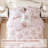 King Bedding Sets, Pink Floral Microfiber Comforter with Ruffled Shams