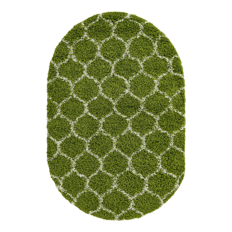 Tapis à poils longs rouge Barrel Studio® Ruby, Ovale 4 pi x 6 pi