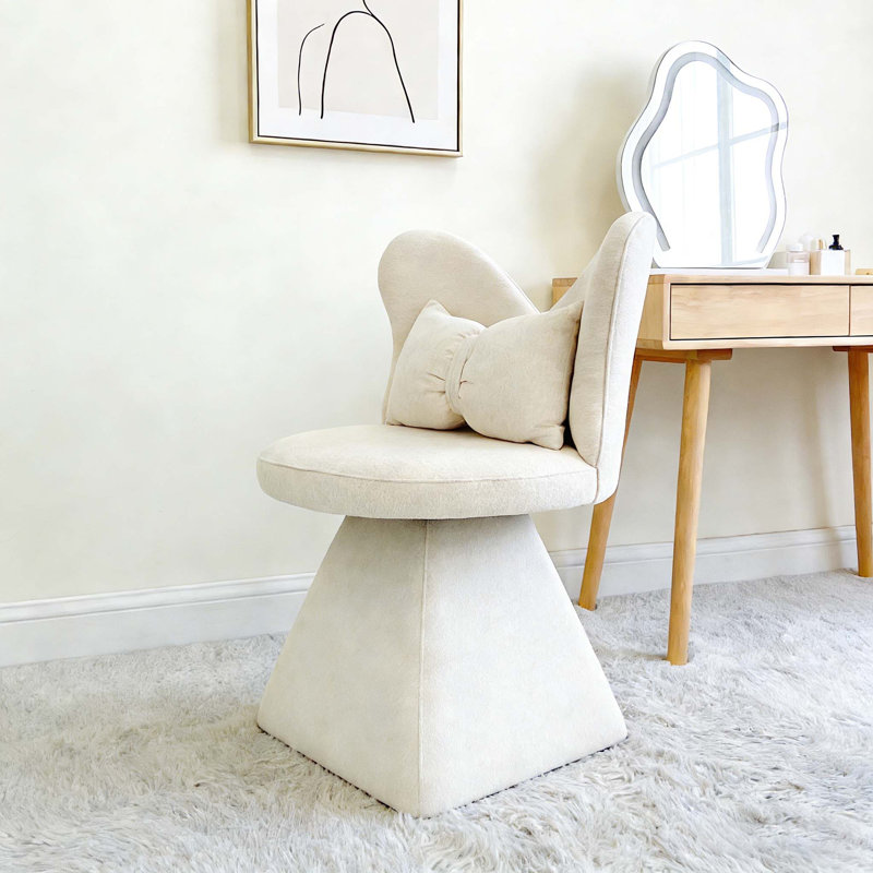 Fauteuil de coiffeuse avec dossier papillon, Blanc