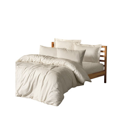 Premium Ranforce Quilt Cover Set, Cream Color | 100% Cotton, 79 x 87 Duvet Cover, 94 x 102 Flat Sheet, 20 x 28 Pillowcases (2) | Reactive Printing, Machine Washable, Elegant & Comfortable Bedding