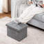 Pouf de rangement pliable en lin de 41,4 cm avec couvercle à plateau réversible pour salon-1994081460