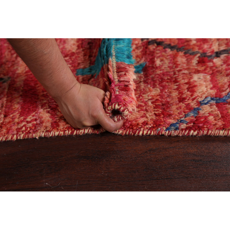 Tapis rouille en laine noué à la main de conception unique 5 pi 11 po x 9 pi 11 po
