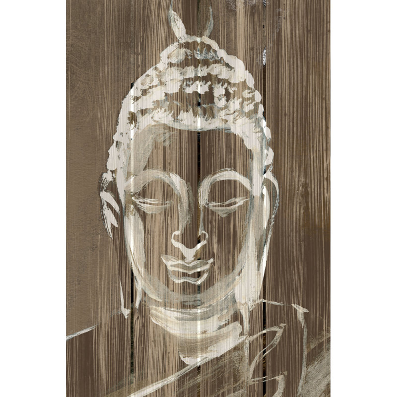 «Ayushma Buddha On Wood II on Canvas» par Annie Warren, reproduction, H 18 po x l 12 po