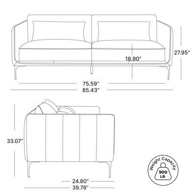 Rae 84'' Genuine Leather Upholstered Sofa