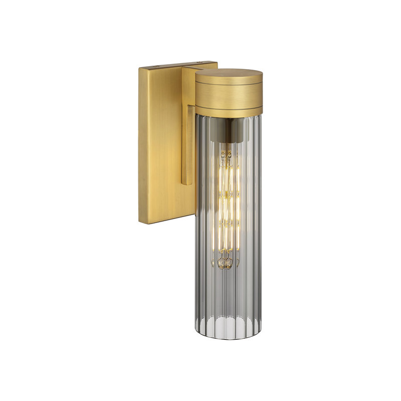 Applique murale 11 po Empire, Laiton brossé, H 12,63 po x l 5,5 po x P 3,13 po, Plaqué couleur fumée