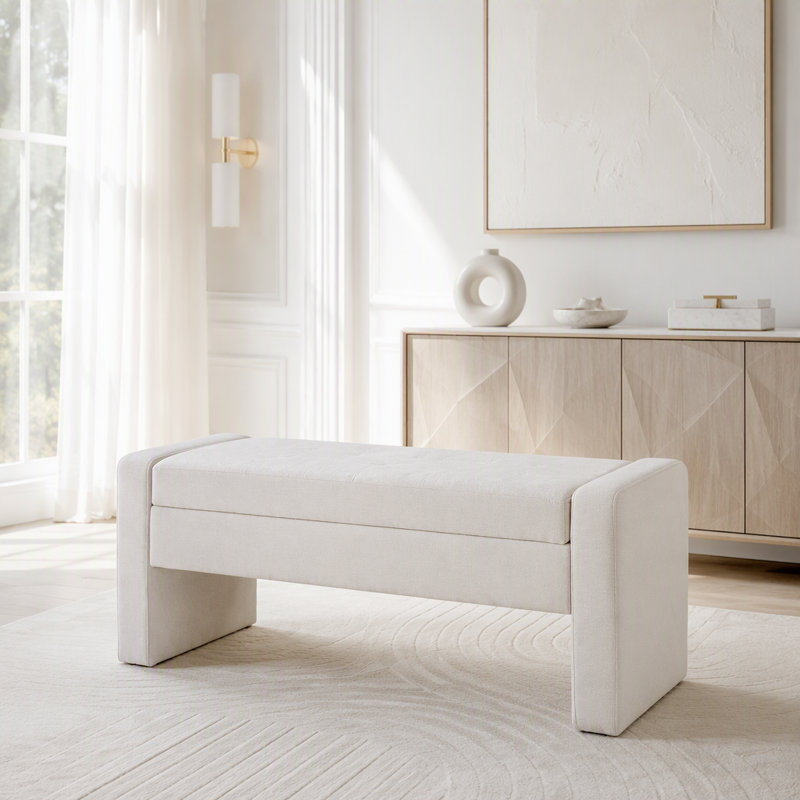Banc de rangement rembourré moderne de 50 po avec siège capitonné