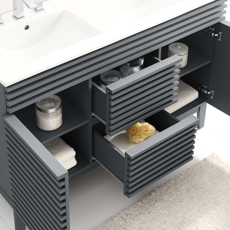 Modway Render 48" Double Sink Bathroom Vanity, Gray