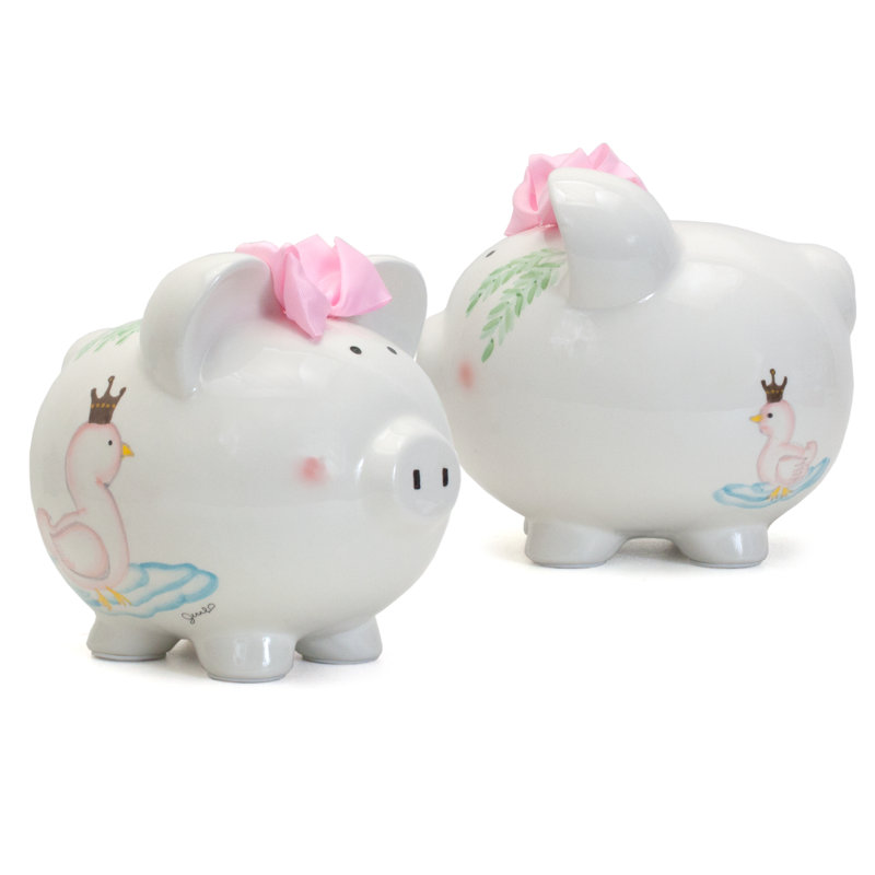 Serena The Swan Ceramic Piggy Bank with Crown