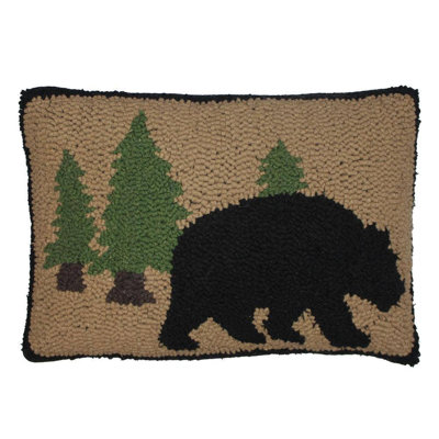Black Bear Hooked 14X20 Pillow