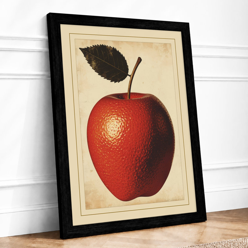 Apple Study Botanical - Framed Print, A2 - 59.4 x 42.0 cm, Black