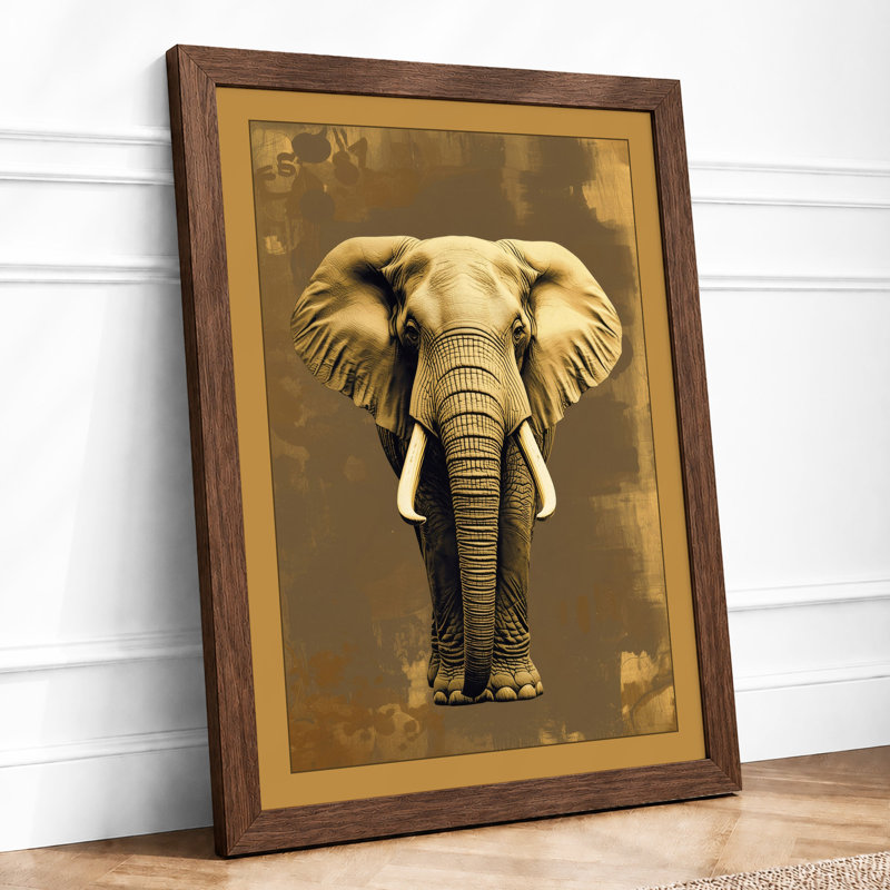Elephant Portrait Modern - Framed Print, Walnut, A3 - 42.0 x 29.7 cm