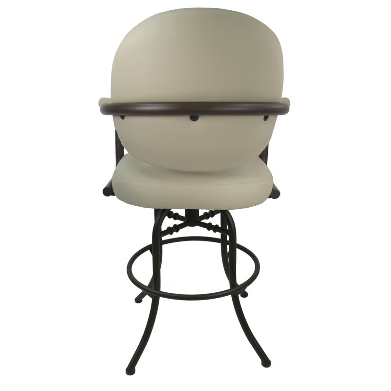 Tabouret de bar pivotant inclinable en métal 26 po M-70 - Brun Sanora - Café, Vinyle beige océan