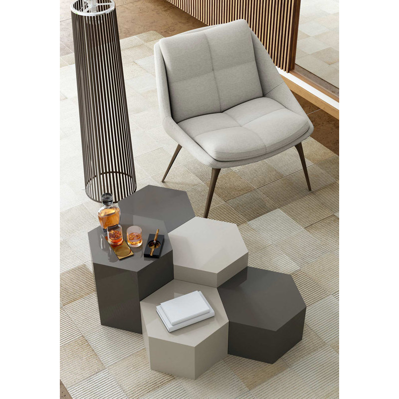 Centre Coffee Table, 10" H x 18" L x 18" W, Glossy Dark Gull Gray