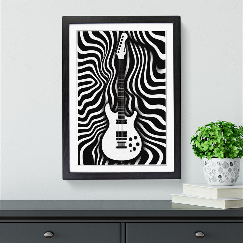 Electric Guitar Op - Framed Print, Black, 46" H x 34" W x 2" D