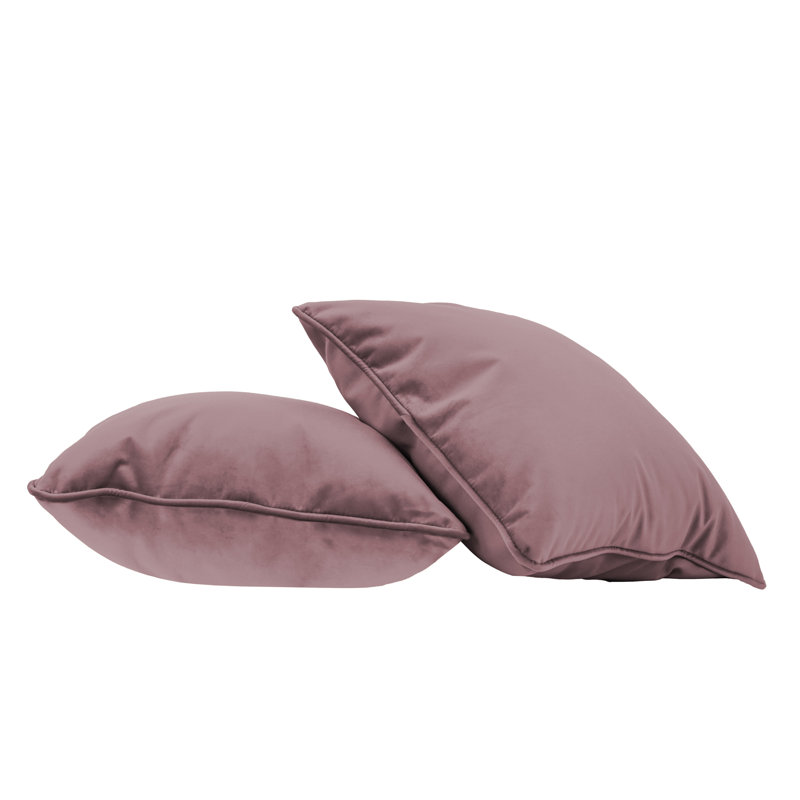 Rectangle Lumbar Microfiber Pillow with Piping, 2-pack, Mauve, Square 18"