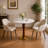 33.5" Round Sintered Stone Dining Table with Solid Rubberwood Pedestal Base and Stainless Steel Bottom, Modern Dining Table for 2-4 People-994938128