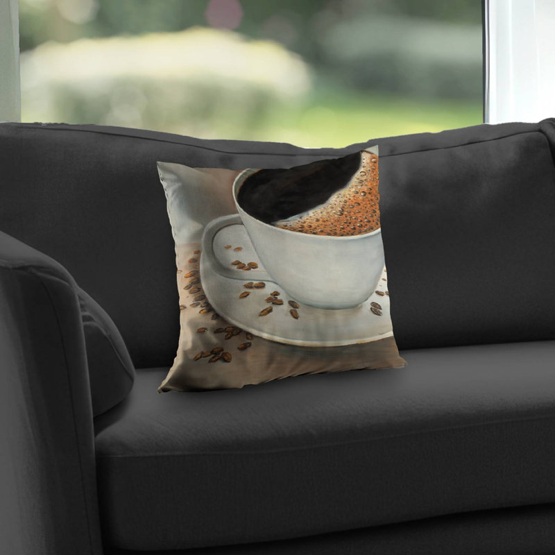 Black Coffee Poly Twill Throw Pillow - Home Decor – Poly Twill Throw Pillow with Insert, Double-Sided Print