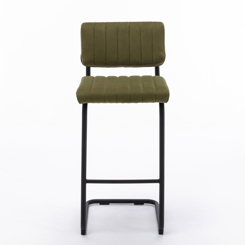 Estes Upholstered Stool with Metal Frame, Olive, Bar Stool (30" Seat Height)