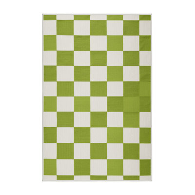 Machine Washable Checkered Beige Area Rug