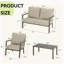 Ensemble de conversation d'extérieur en aluminium 4 pièces avec coussin beige, causeuse et table basse Heim-122879202