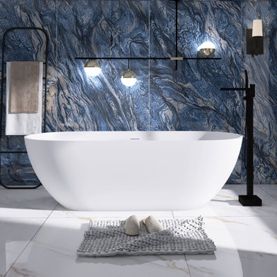 59'' x 29.5'' Freestanding Soaking Solid Surface Bathtub