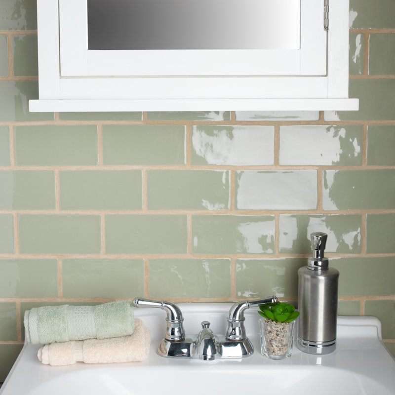 Carrelage mural en céramique 3 "x 6" Chester Chester, Sauge vert