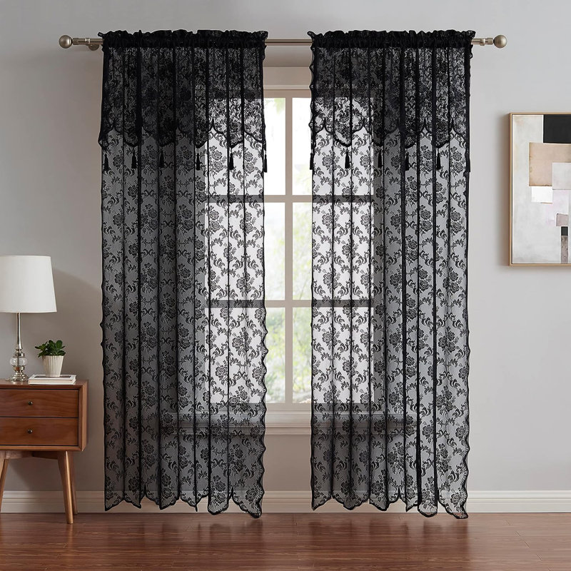 Rideau en polyester Sidnie, L 54 po x L 63 po, Noir