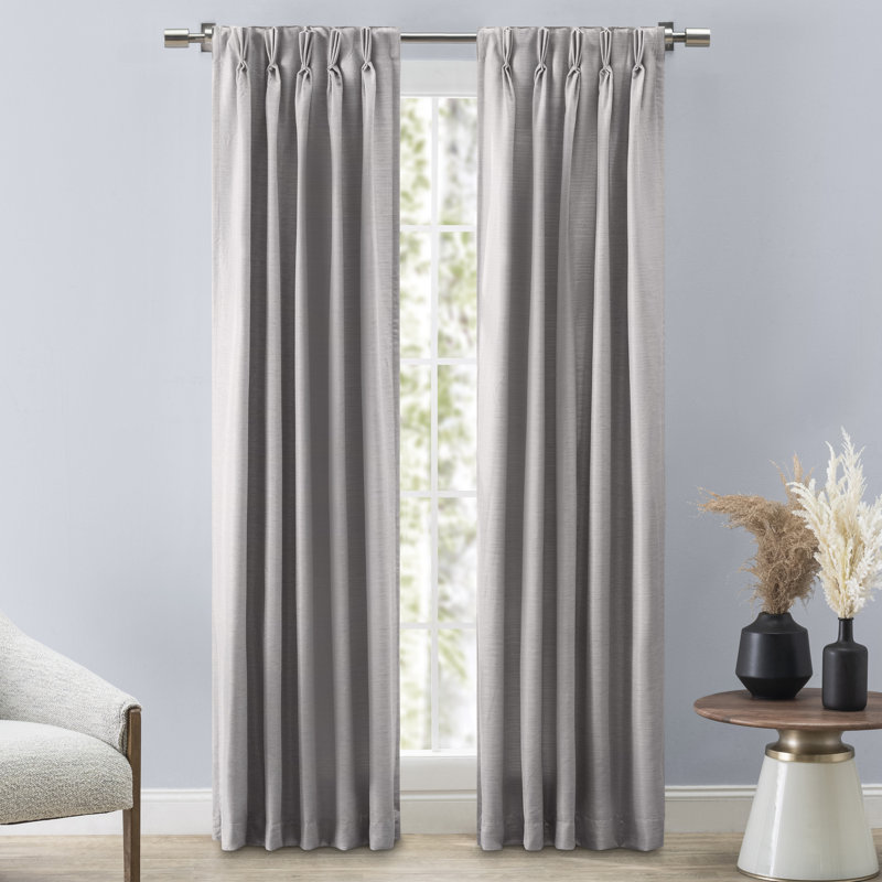 Switi Premium Pinch Pleat Pair Room Darkening Curtains w/ Back Tabs, Ash, 75" W x 96" L