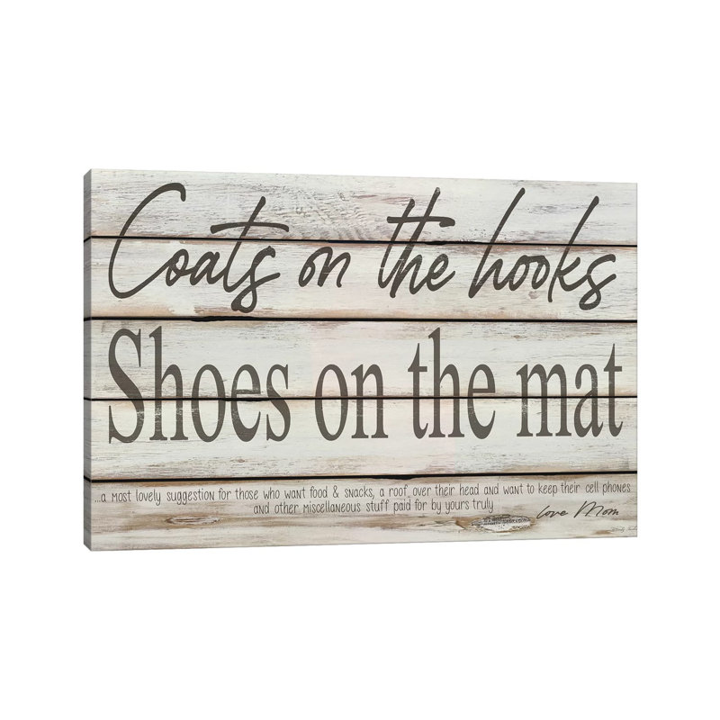 Mud Room Rules - Print on Canvas, Wrapped Canvas, 20.32cm H x 30.48cm W x 1.91cm D