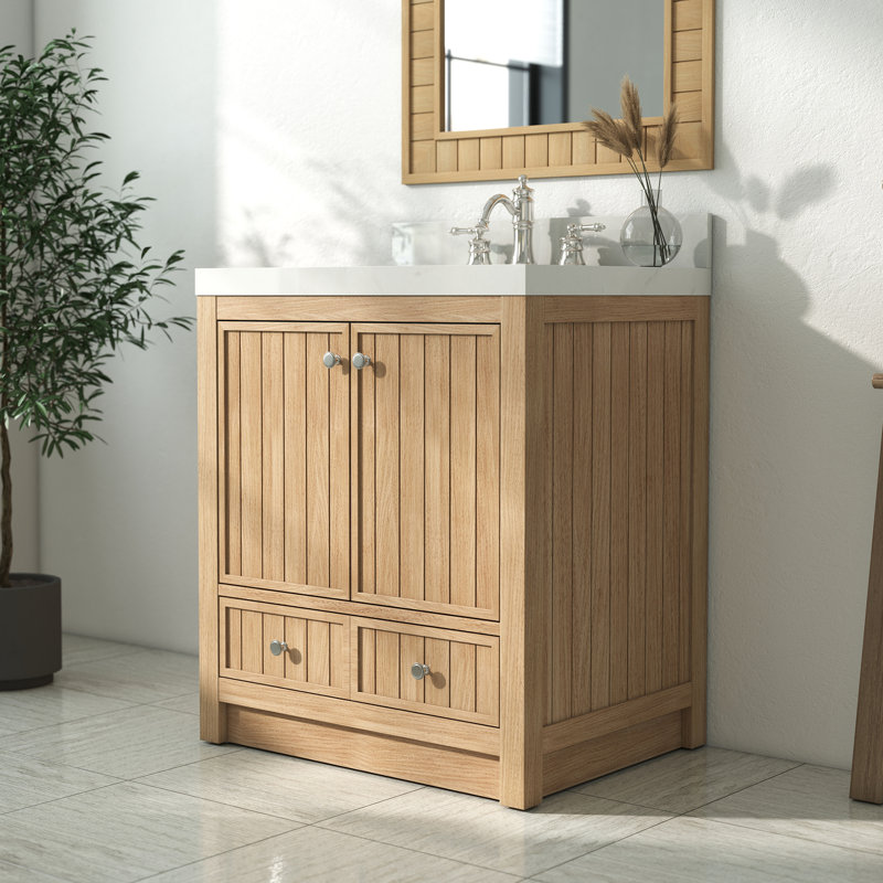Alburtis 30" Single Bathroom Vanity Set with 2"Ceramic Basin Sink