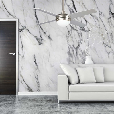 Ventilateur de plafond intelligent Neva avec contrôle mural, ensemble d'éclairage inclus, fonctionne avec l'assistant Google, Amazon Alexa et les raccourcis Siri.