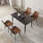 Fairy Nedek 5-Piece Modern Rectangular Dining Table Set With 4 Brown Faux Leather Chairs-113533683