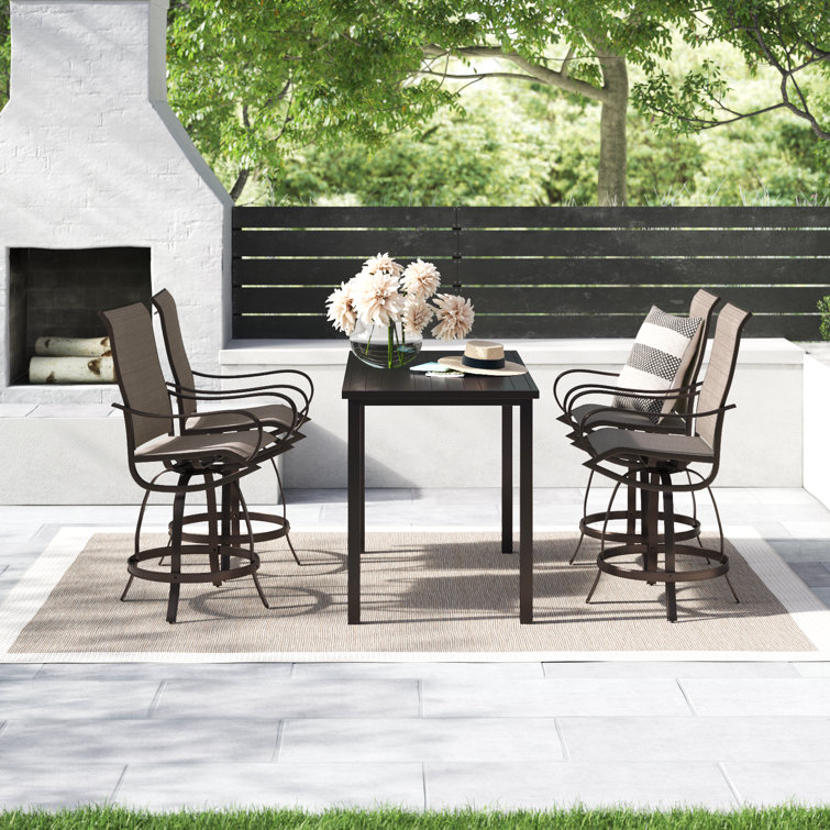 Alyne 4 - Person Metal Patio Dining Set with Rectangular Table