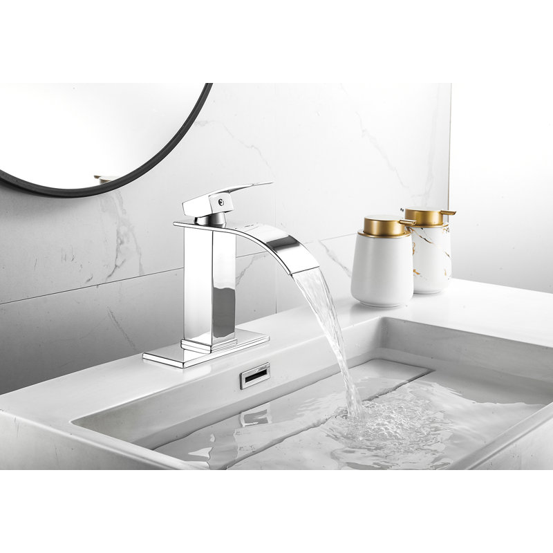 Robinet de lavabo de salle de bain avec ensemble de drain Robinet de salle de bain cascade pour salle de bain à une poignée
