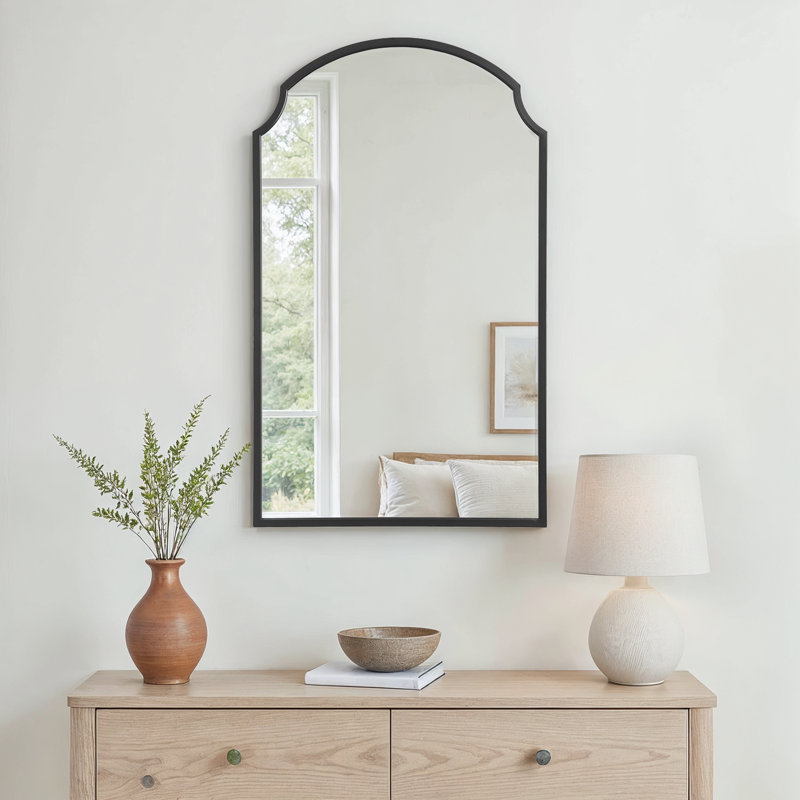 Keit Metal Flat Wall Mirror, Satin Black