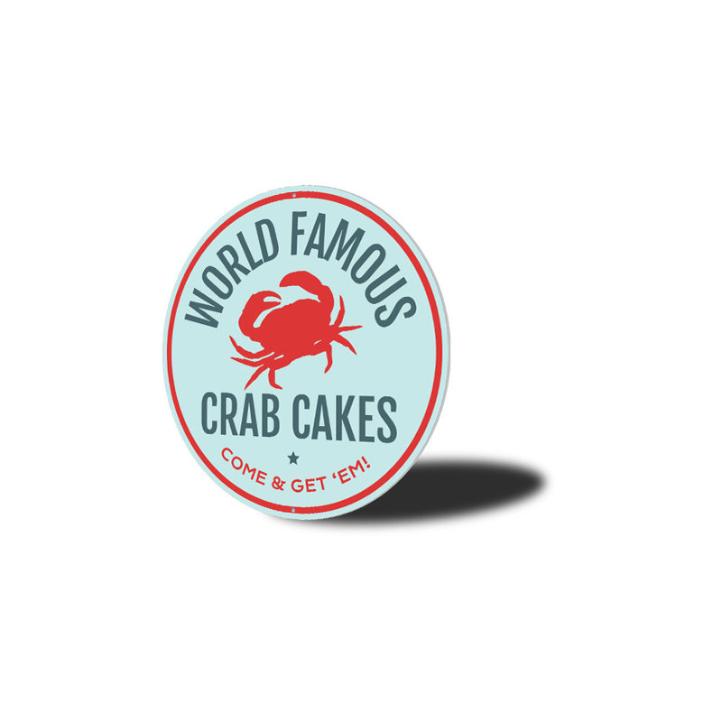 Plaque en aluminium Famous Crab Cakes, H 12 po x l 12 po x P 0,04 po