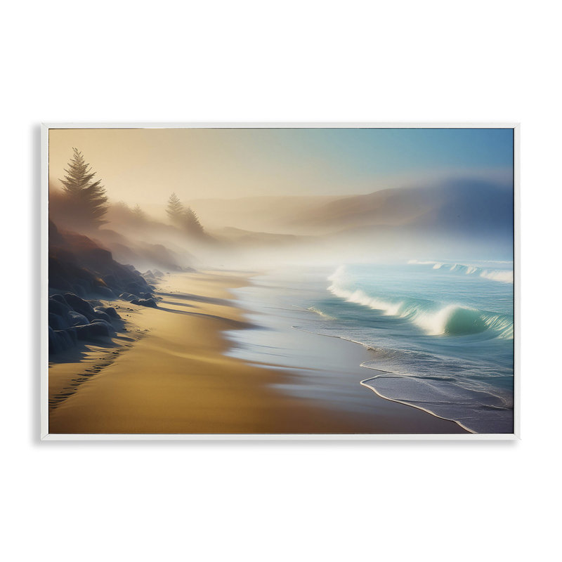 Estampe numérique  Smooth Beach Tide par Noah Bay, H 12 po x l 18 po, Estampe numérique encadrée blanc bord de mer