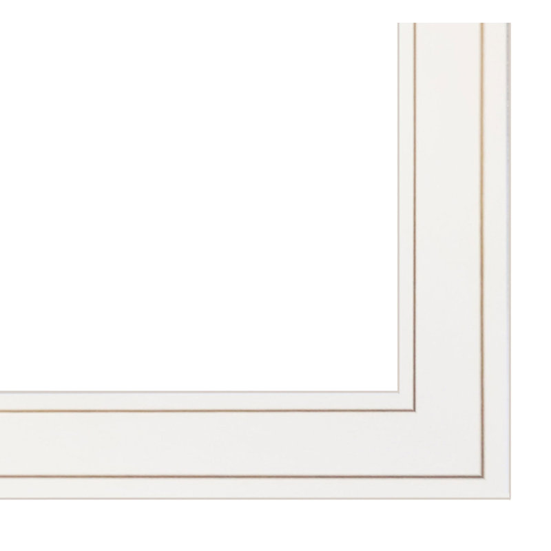 Set of Three White Framed Lake House Landscape Prints with Mirror