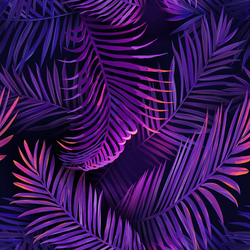 Tropical Neon Palm Leaves by AnnaSivak - Wrapped Canvas Print, 30cm H x 30cm W