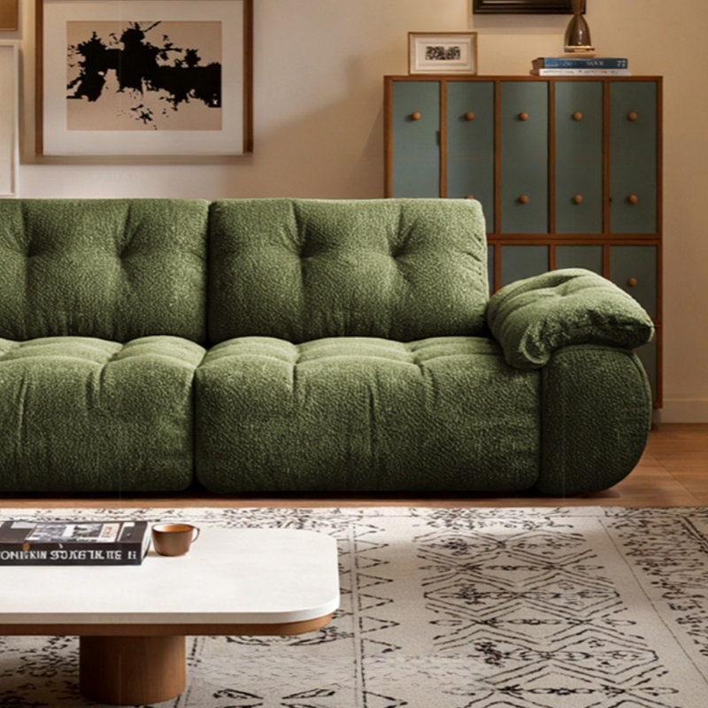 Mid-Century Green Adjustable Backrest Sofa