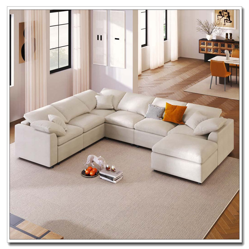 Très grand canapé modulaire avec repose-pieds 124,8 po 124,8 po